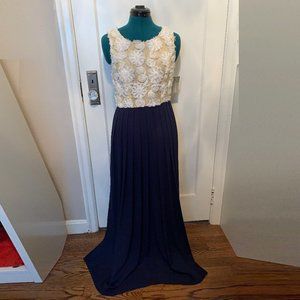 Long Navy and Floral Dress